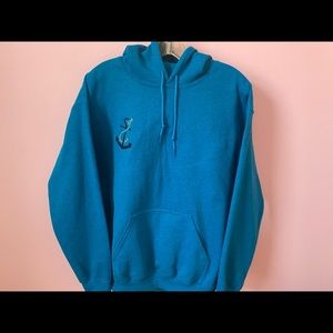 Embroidered Blue Nautical Anchor Hoodie